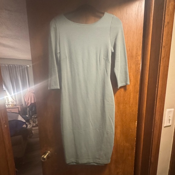 ANTHROPOLOGIE Crystal Structure Square Neck Sheath Dress Sage Green Baily 44 - Picture 4 of 10